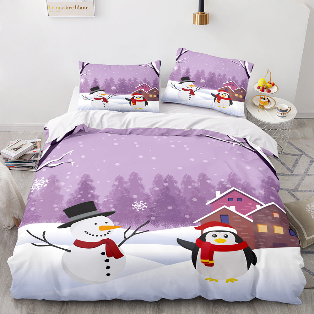 Christmas Soft and Comfortable Cotton Bedding Set 3-Piece Bedding Set: Duvet Cover, Bed Spreads, and Pillowcases US size