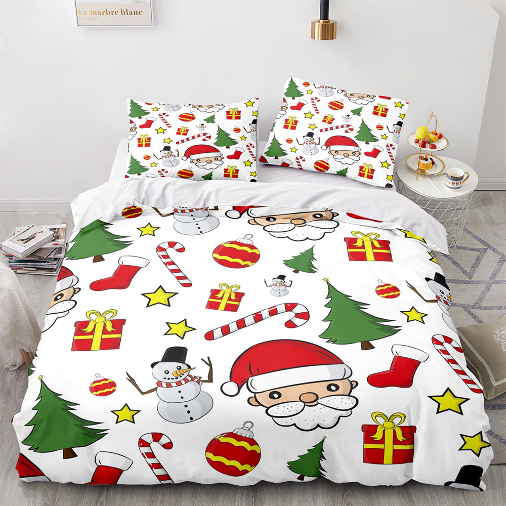 Christmas Soft and Comfortable Cotton Bedding Set 3-Piece Bedding Set: Duvet Cover, Bed Spreads, and Pillowcases US size