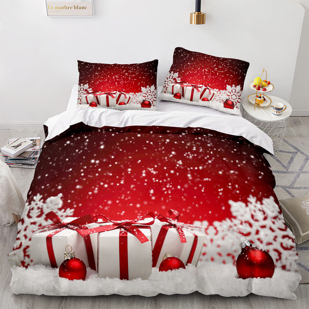 Christmas Soft and Comfortable Cotton Bedding Set 3-Piece Bedding Set: Duvet Cover, Bed Spreads, and Pillowcases US size