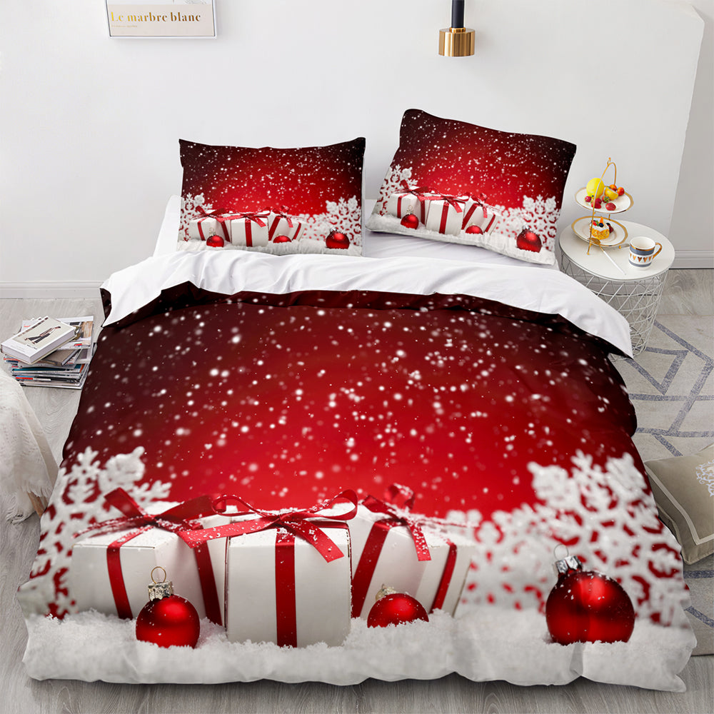 Christmas Soft and Comfortable Cotton Bedding Set 3-Piece Bedding Set: Duvet Cover, Bed Spreads, and Pillowcases US size