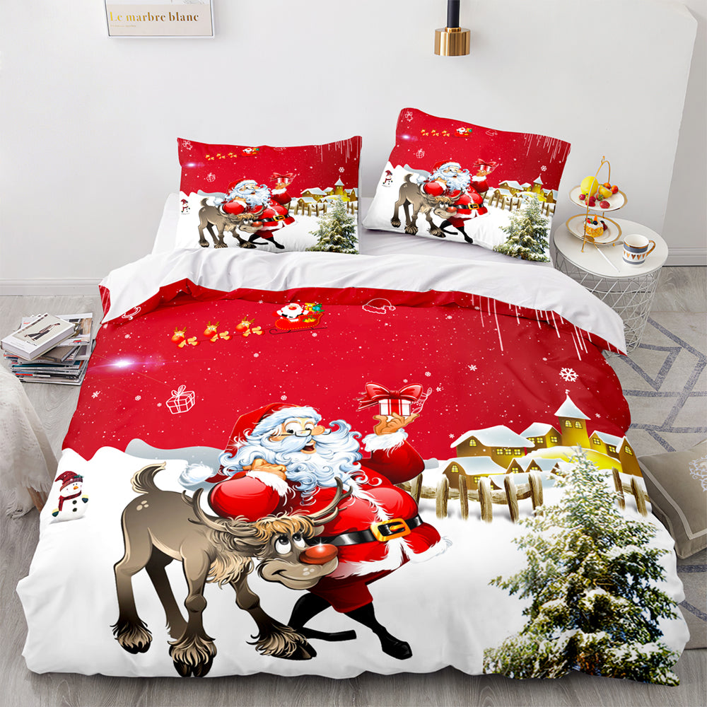 Christmas Soft and Comfortable Cotton Bedding Set 3-Piece Bedding Set: Duvet Cover, Bed Spreads, and Pillowcases US size