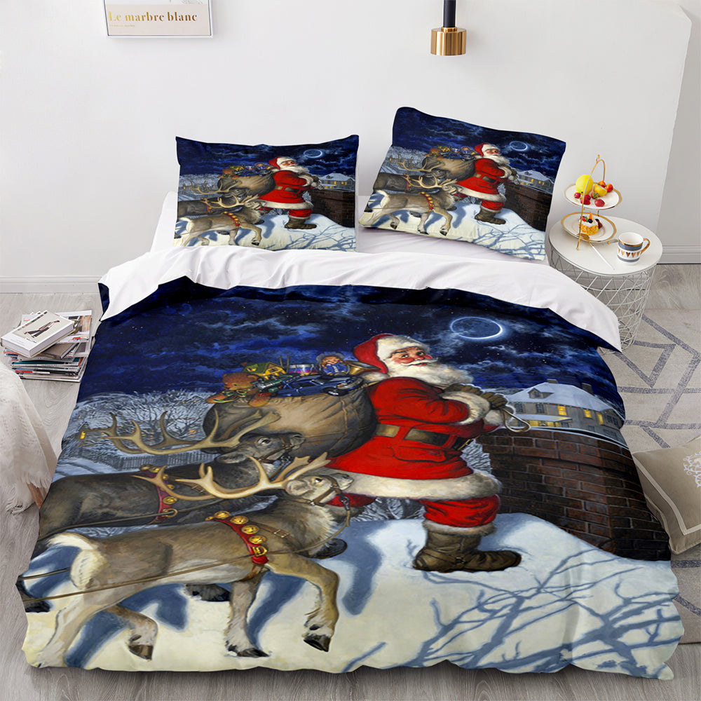 Christmas Soft and Comfortable Cotton Bedding Set 3-Piece Bedding Set: Duvet Cover, Bed Spreads, and Pillowcases US size