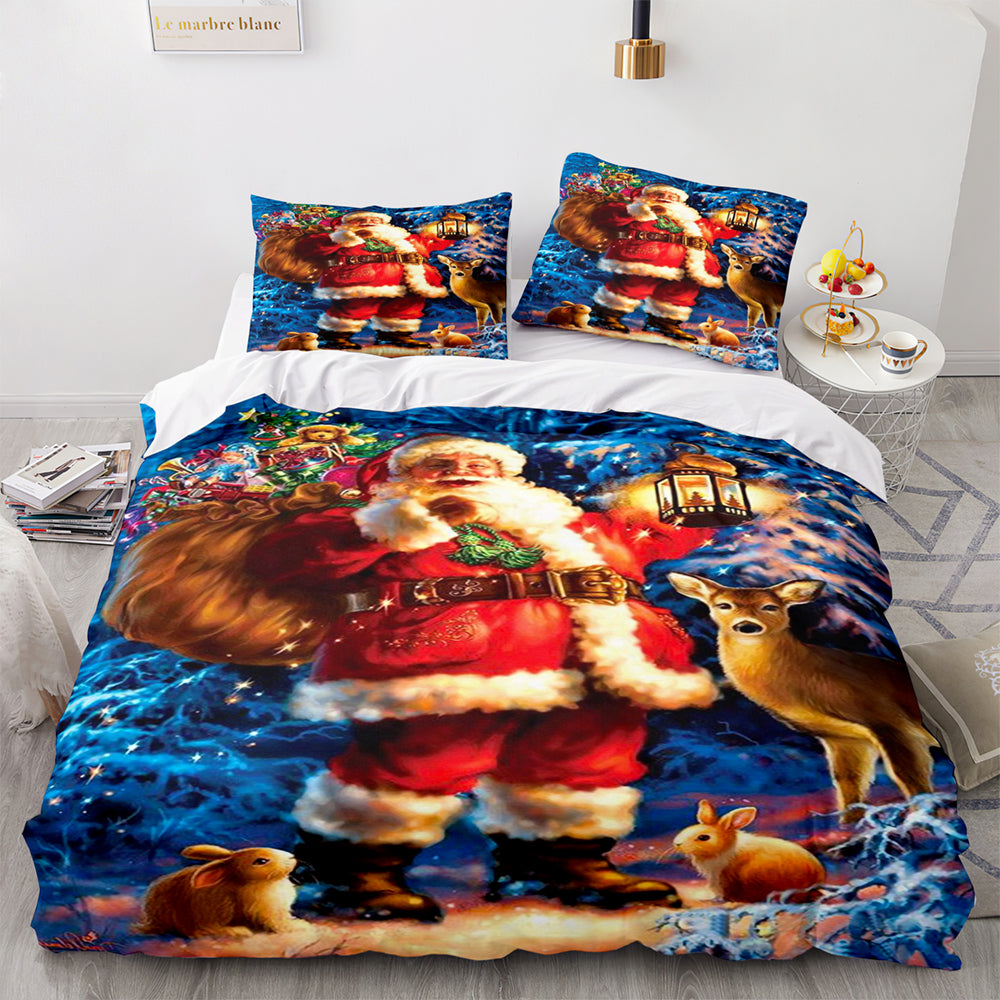 Christmas Soft and Comfortable Cotton Bedding Set 3-Piece Bedding Set: Duvet Cover, Bed Spreads, and Pillowcases US size