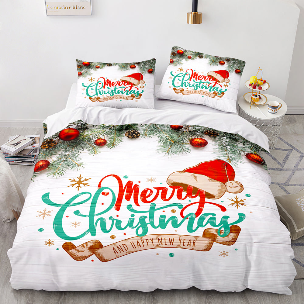 Christmas Soft and Comfortable Cotton Bedding Set 3-Piece Bedding Set: Duvet Cover, Bed Spreads, and Pillowcases US size