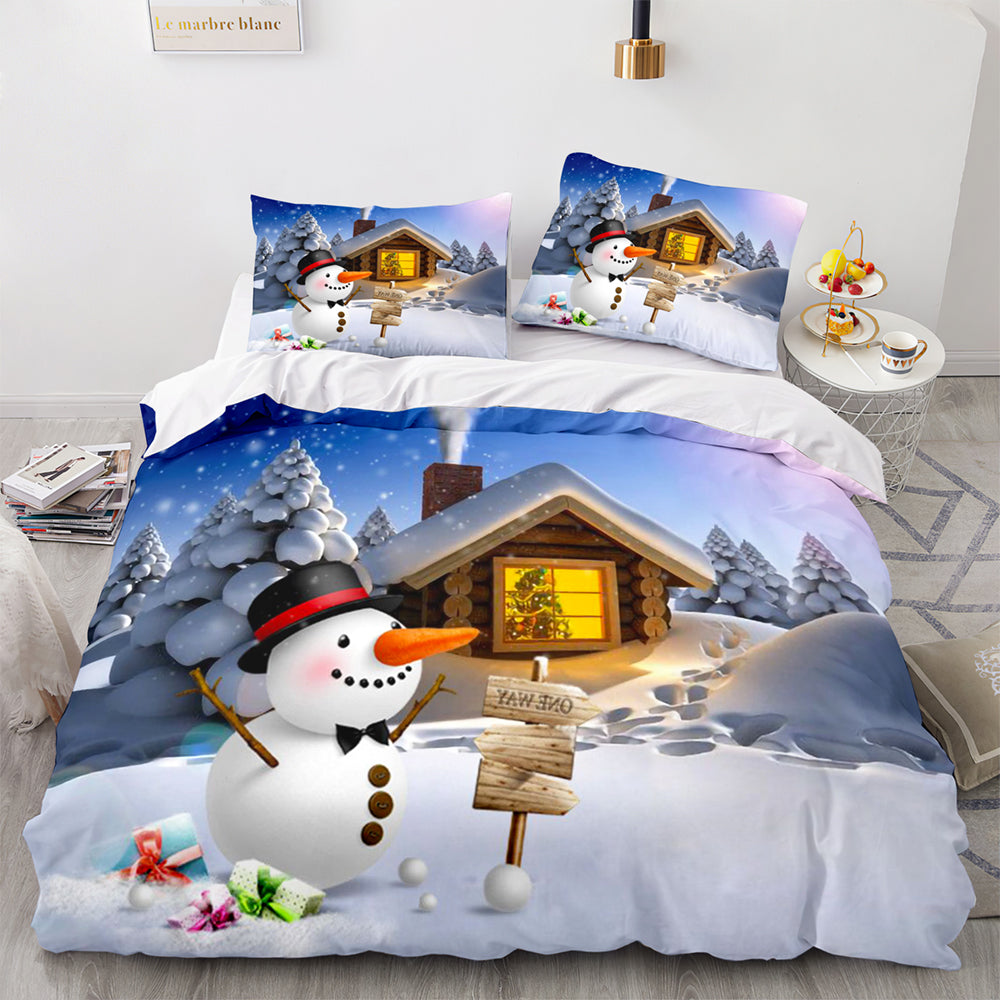 Christmas Soft and Comfortable Cotton Bedding Set 3-Piece Bedding Set: Duvet Cover, Bed Spreads, and Pillowcases US size