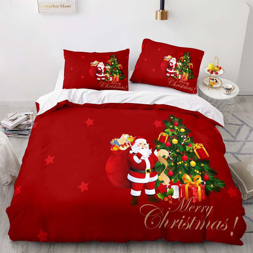 Christmas Soft and Comfortable Cotton Bedding Set 3-Piece Bedding Set: Duvet Cover, Bed Spreads, and Pillowcases US size