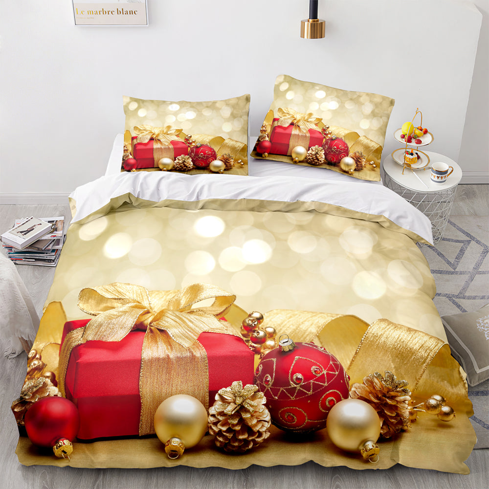 Christmas Soft and Comfortable Cotton Bedding Set 3-Piece Bedding Set: Duvet Cover, Bed Spreads, and Pillowcases US size