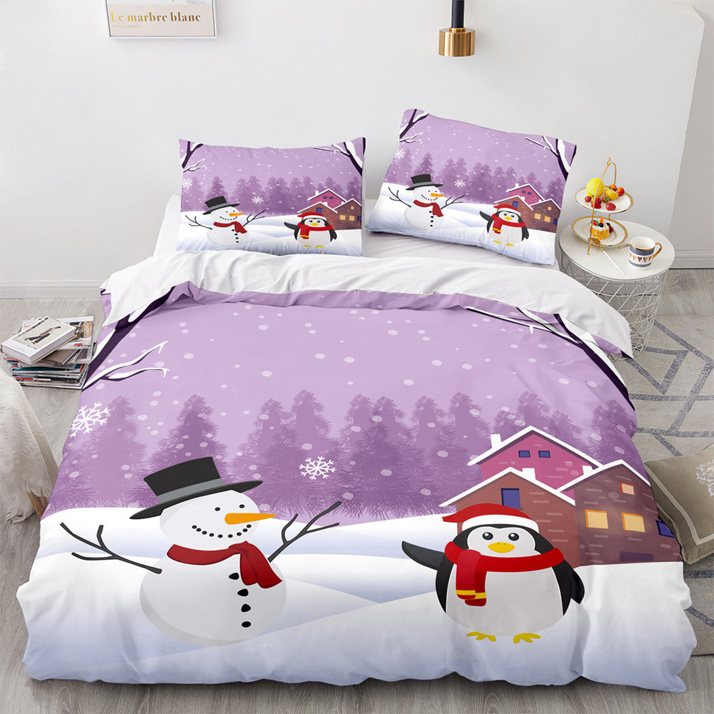Christmas Soft and Comfortable Cotton Bedding Set 3-Piece Bedding Set: Duvet Cover, Bed Spreads, and Pillowcases US size