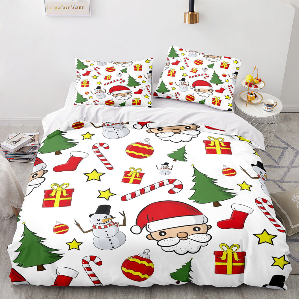 Christmas Soft and Comfortable Cotton Bedding Set 3-Piece Bedding Set: Duvet Cover, Bed Spreads, and Pillowcases US size