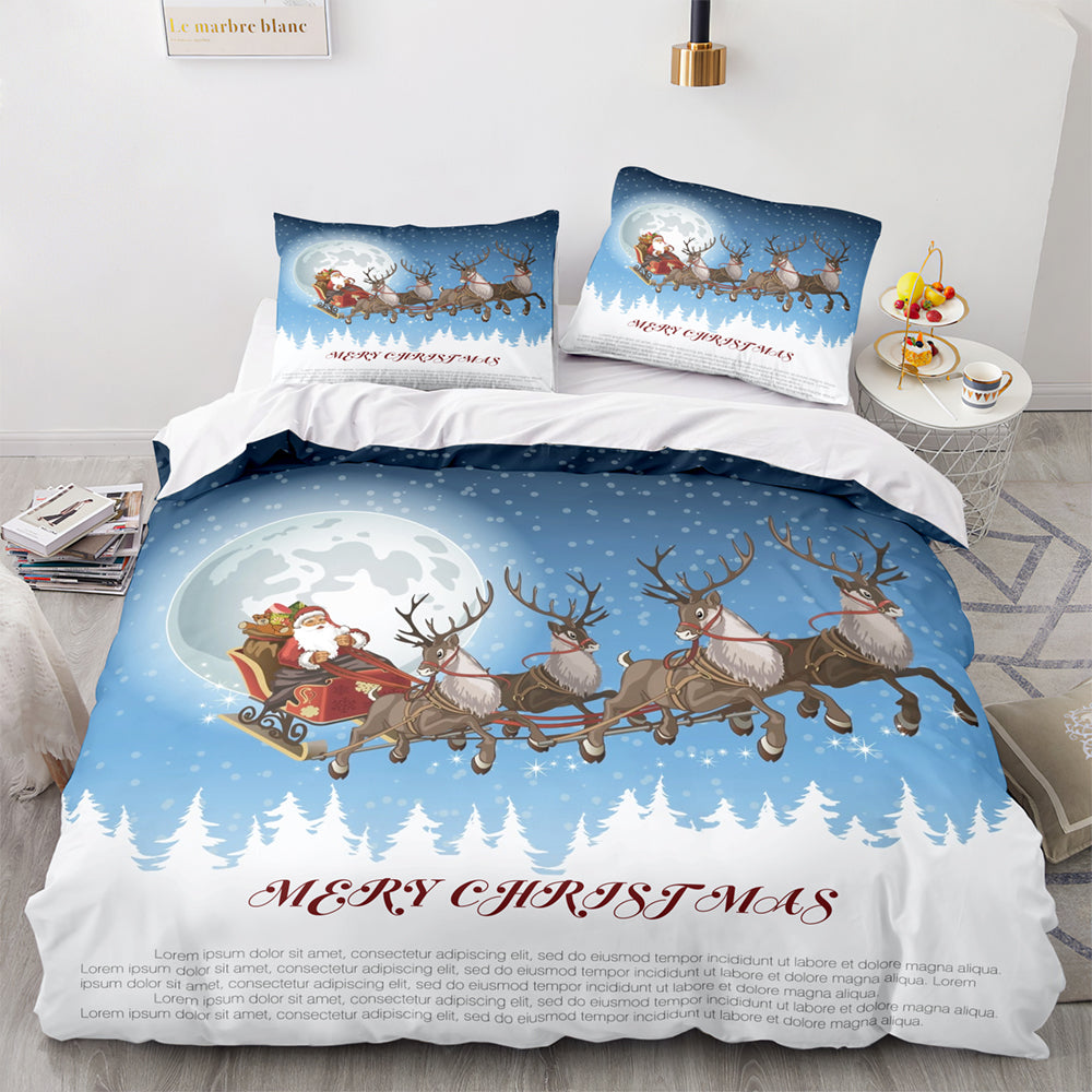 Christmas Soft and Comfortable Cotton Bedding Set 3-Piece Bedding Set: Duvet Cover, Bed Spreads, and Pillowcases US size
