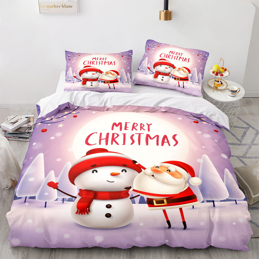 Christmas Soft and Comfortable Cotton Bedding Set 3-Piece Bedding Set: Duvet Cover, Bed Spreads, and Pillowcases US size