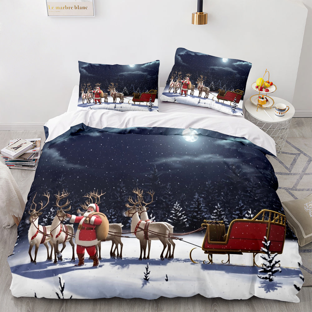 Christmas Soft and Comfortable Cotton Bedding Set 3-Piece Bedding Set: Duvet Cover, Bed Spreads, and Pillowcases US size