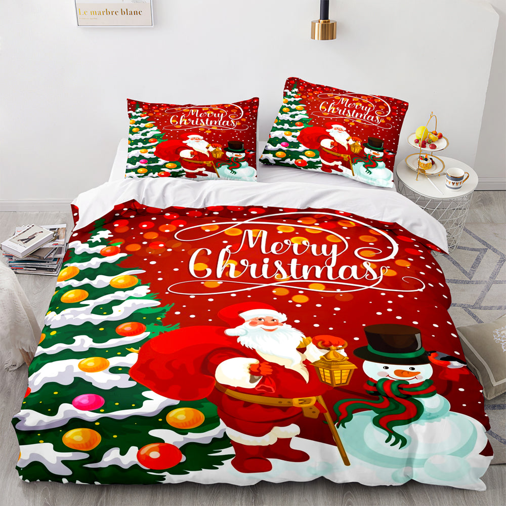 Christmas Soft and Comfortable Cotton Bedding Set 3-Piece Bedding Set: Duvet Cover, Bed Spreads, and Pillowcases US size