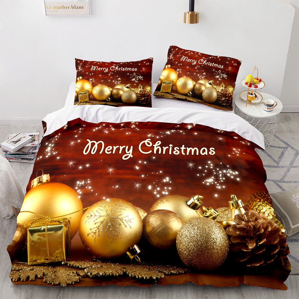 Christmas Soft and Comfortable Cotton Bedding Set 3-Piece Bedding Set: Duvet Cover, Bed Spreads, and Pillowcases US size