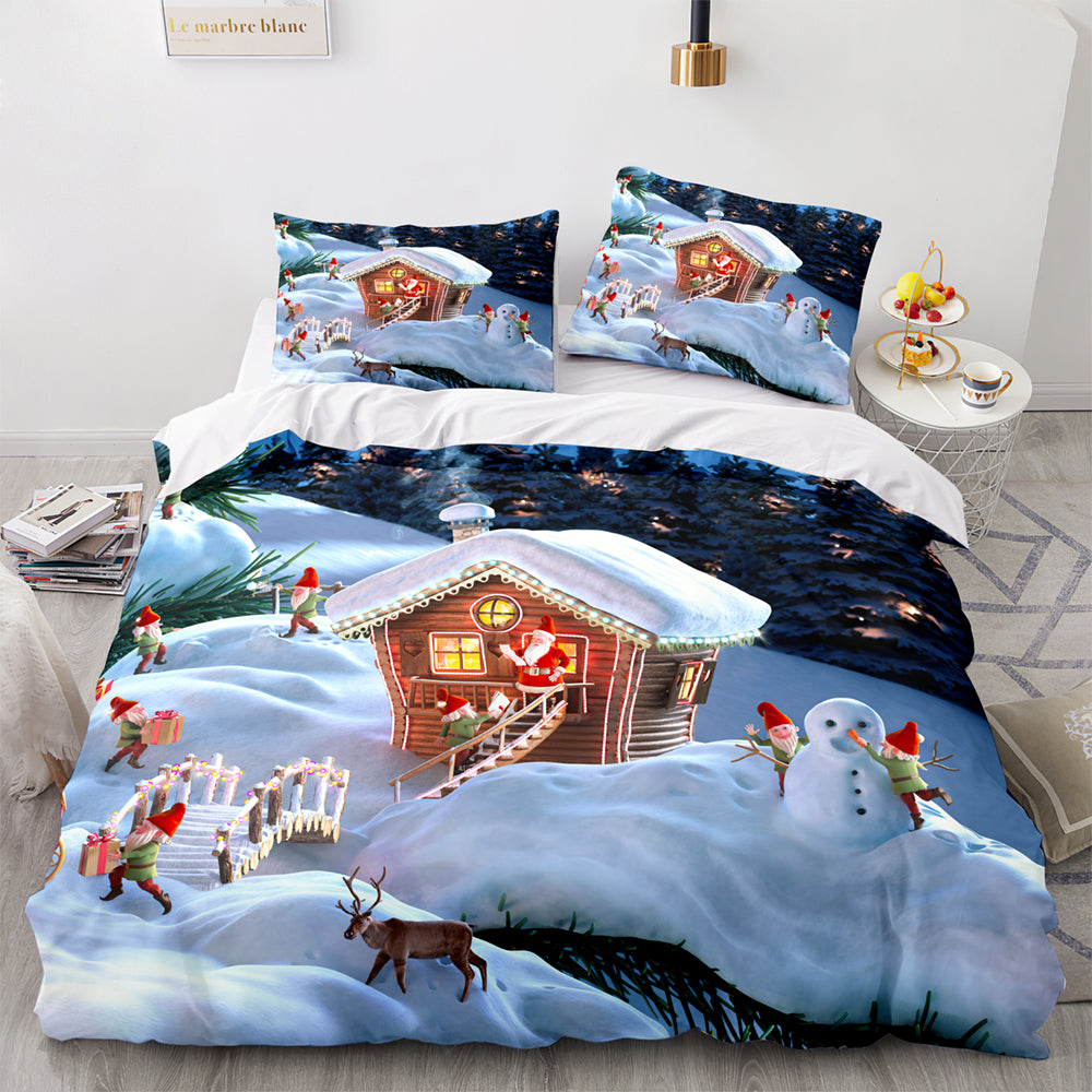 Christmas Soft and Comfortable Cotton Bedding Set 3-Piece Bedding Set: Duvet Cover, Bed Spreads, and Pillowcases US size