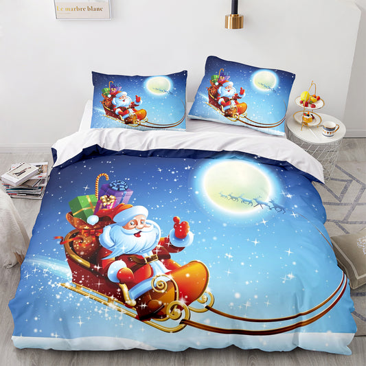 Christmas Soft and Comfortable Cotton Bedding Set 3-Piece Bedding Set: Duvet Cover, Bed Spreads, and Pillowcases US size