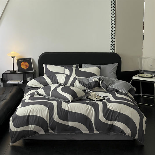 Cotton Scandinavian style series four-piece geometric pattern duvet cover bedsheet pillows